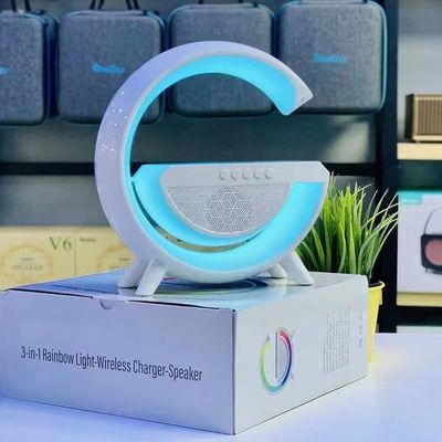 orador sem fio de Bluetooth do carregador rápido do rádio de 10W Smartphone com a lâmpada da luz do RGB